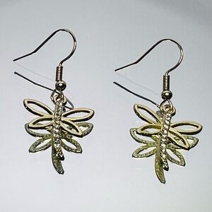 Gold and Silver Dragonfly Earrings
